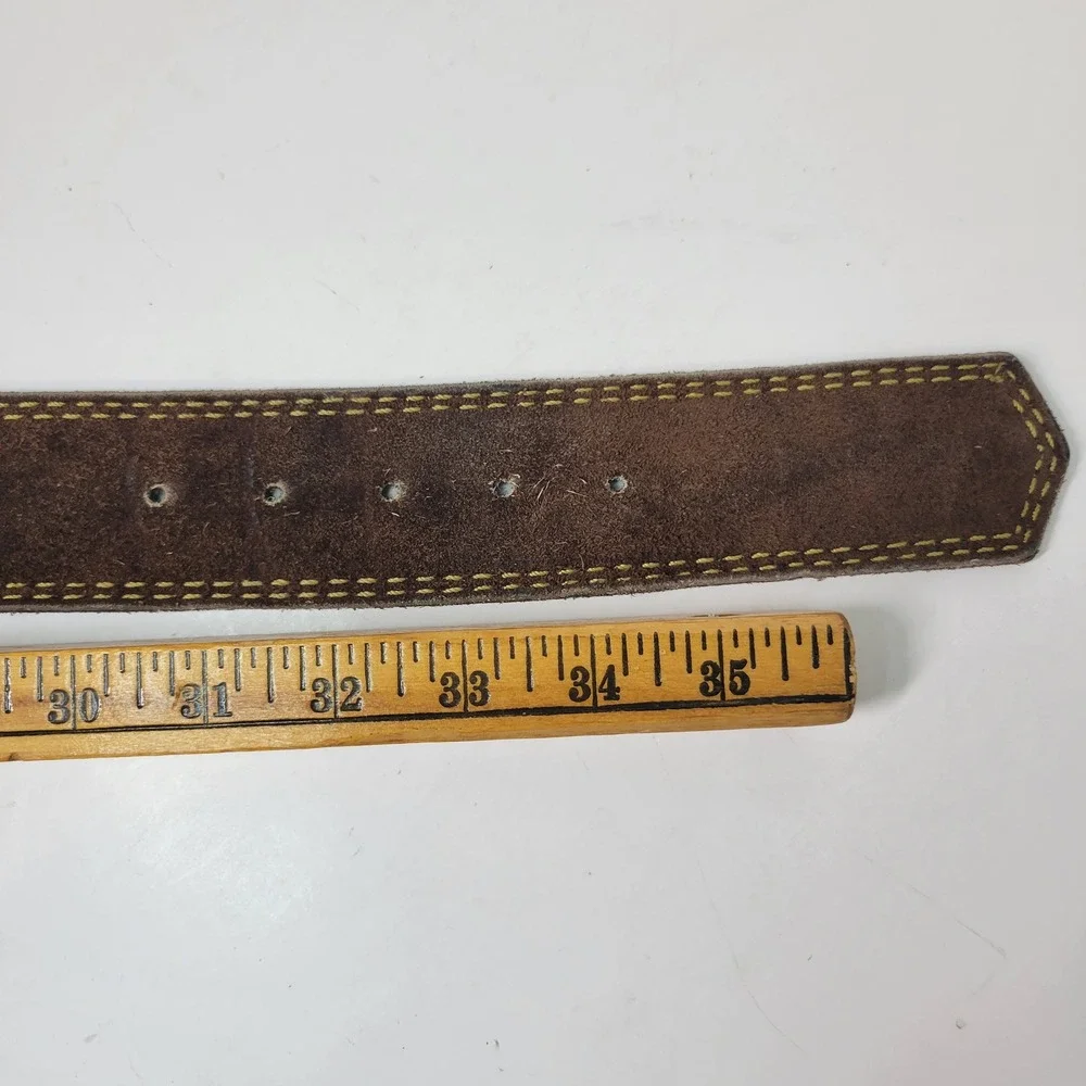 Vera Brown Suede Leather Belt Statement Buckle Boho‎ Western Size M